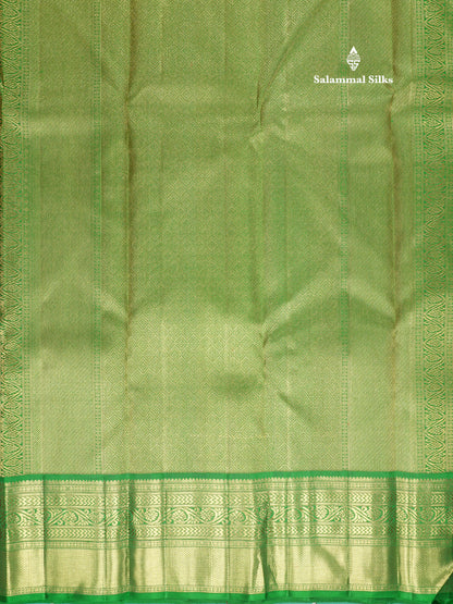 Red Pure Kanjivaram Silk Saree (2G) Zari With Contrast Bottle Green Border