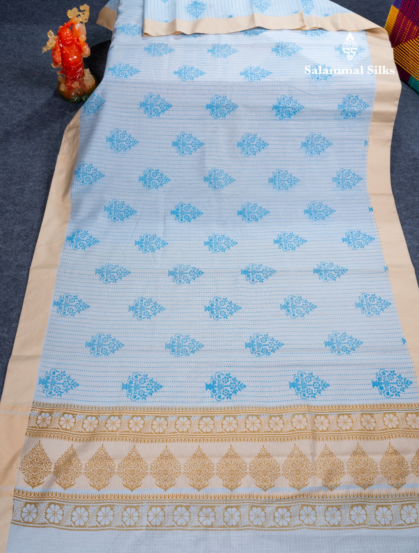 Sandal Kota Cotton Printed Saree With Self Plain Border
