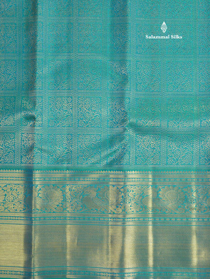 Peacock Green Pure Kanjivaram Silk Saree (2G) Zari With Traditional Self Border