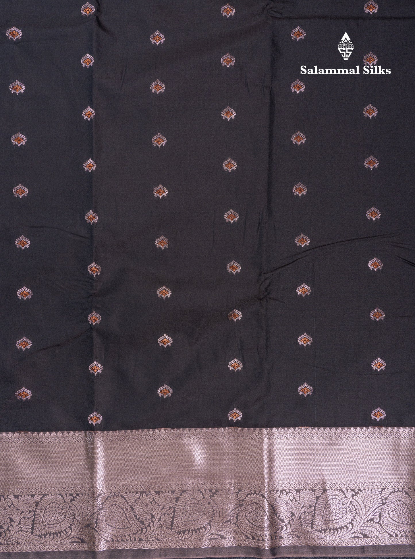 Beautiful Brown Menakari Work Semi Silk Saree With Contrast Grey Border