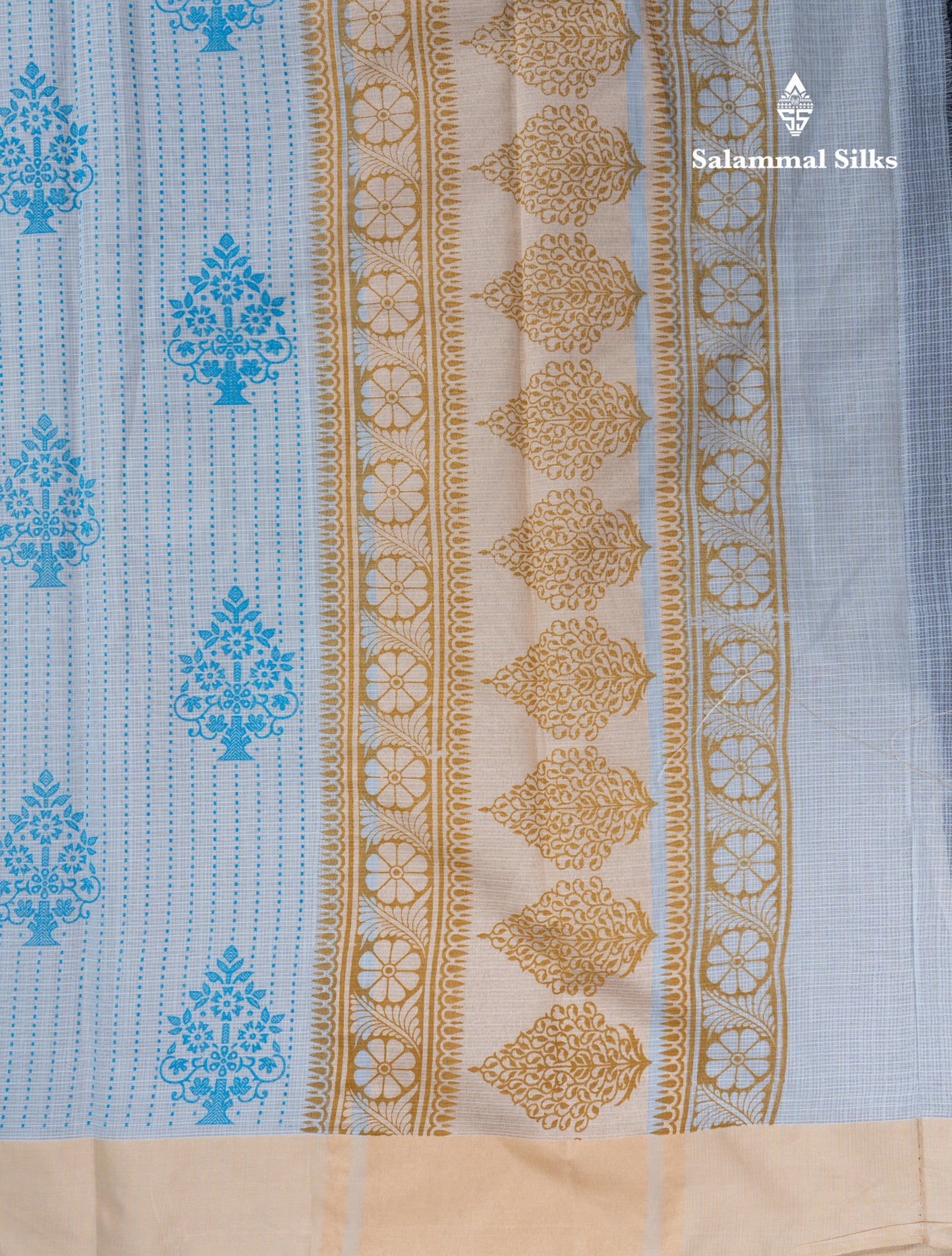 Sandal Kota Cotton Printed Saree With Self Plain Border