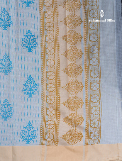 Sandal Kota Cotton Printed Saree With Self Plain Border