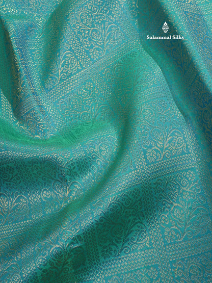 Peacock Green Pure Kanjivaram Silk Saree (2G) Zari With Traditional Self Border