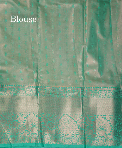 Beautiful Light Orange Tissue Semi Silk Saree With Contrast Rexona Green Traditional Evening Morning Border