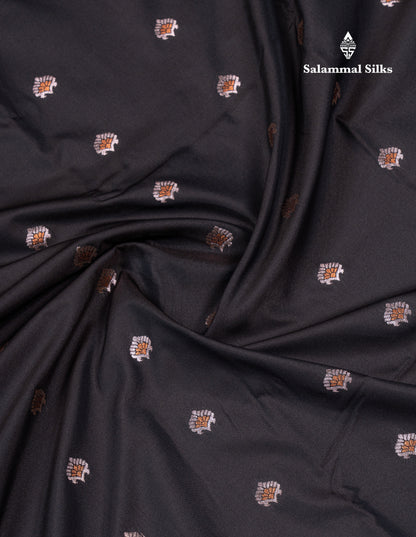 Beautiful Brown Menakari Work Semi Silk Saree With Contrast Grey Border