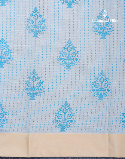 Sandal Kota Cotton Printed Saree With Self Plain Border