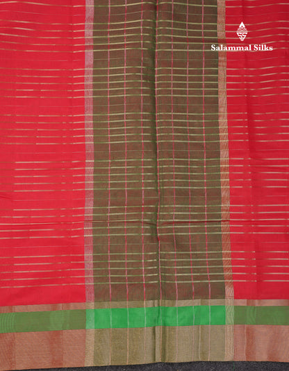 Beautiful Chilly Red Semi Tussar Fancy Saree With Contrast Dual Tone Bottle Green Blouse