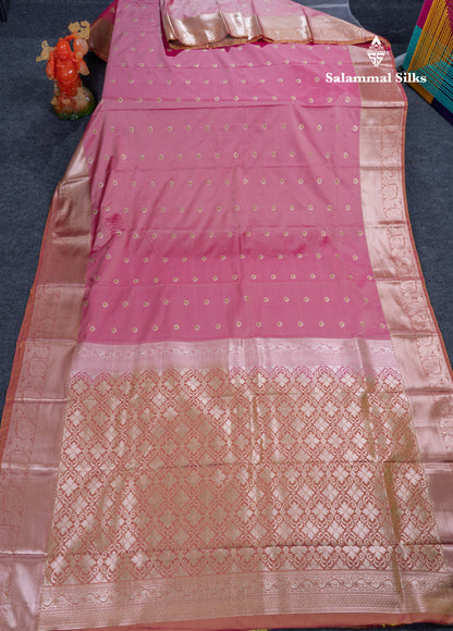 Beautiful Brown Menakari Work Semi Silk Saree With Contrast Grey Border