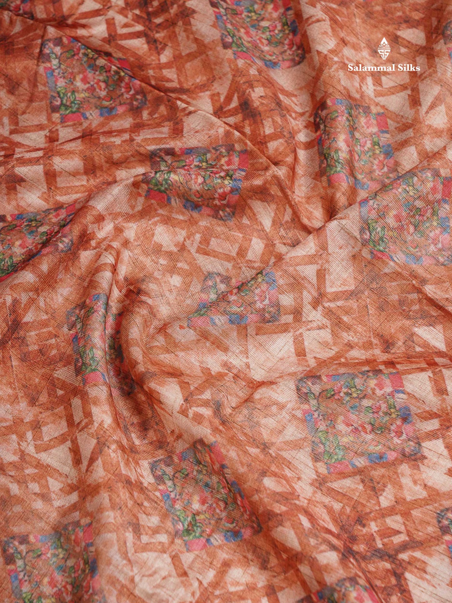Cotton Mix Saree - Dual Tone Pink Printed Along With Small Ribbon Border