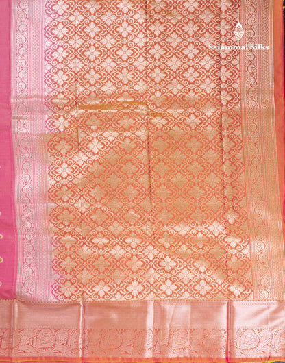 Beautiful Brown Menakari Work Semi Silk Saree With Contrast Grey Border