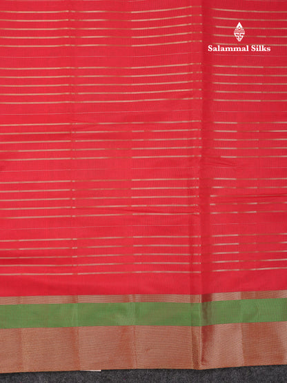 Beautiful Chilly Red Semi Tussar Fancy Saree With Contrast Dual Tone Bottle Green Blouse