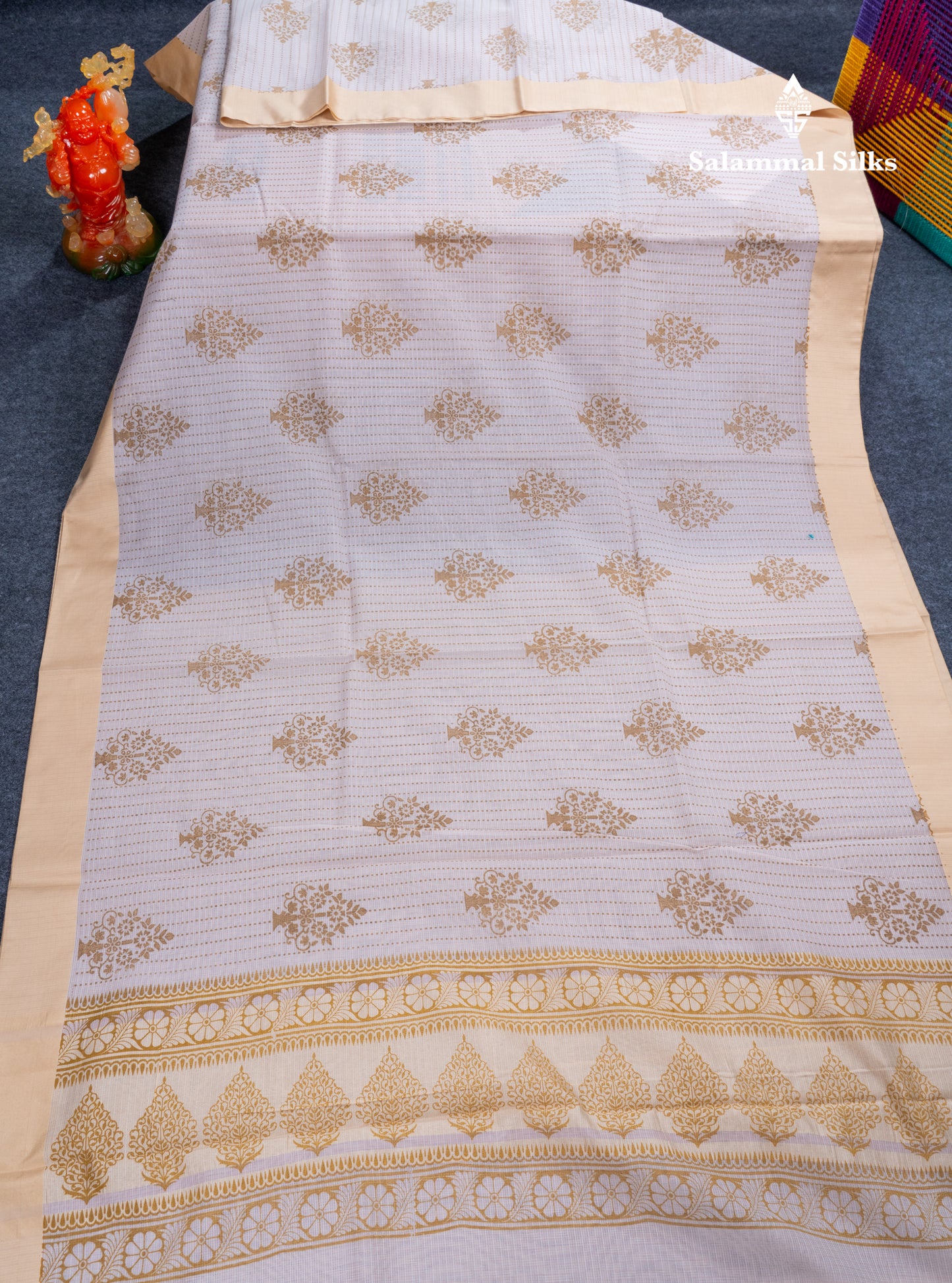 Sandal Kota Cotton Printed Saree With Self Plain Border