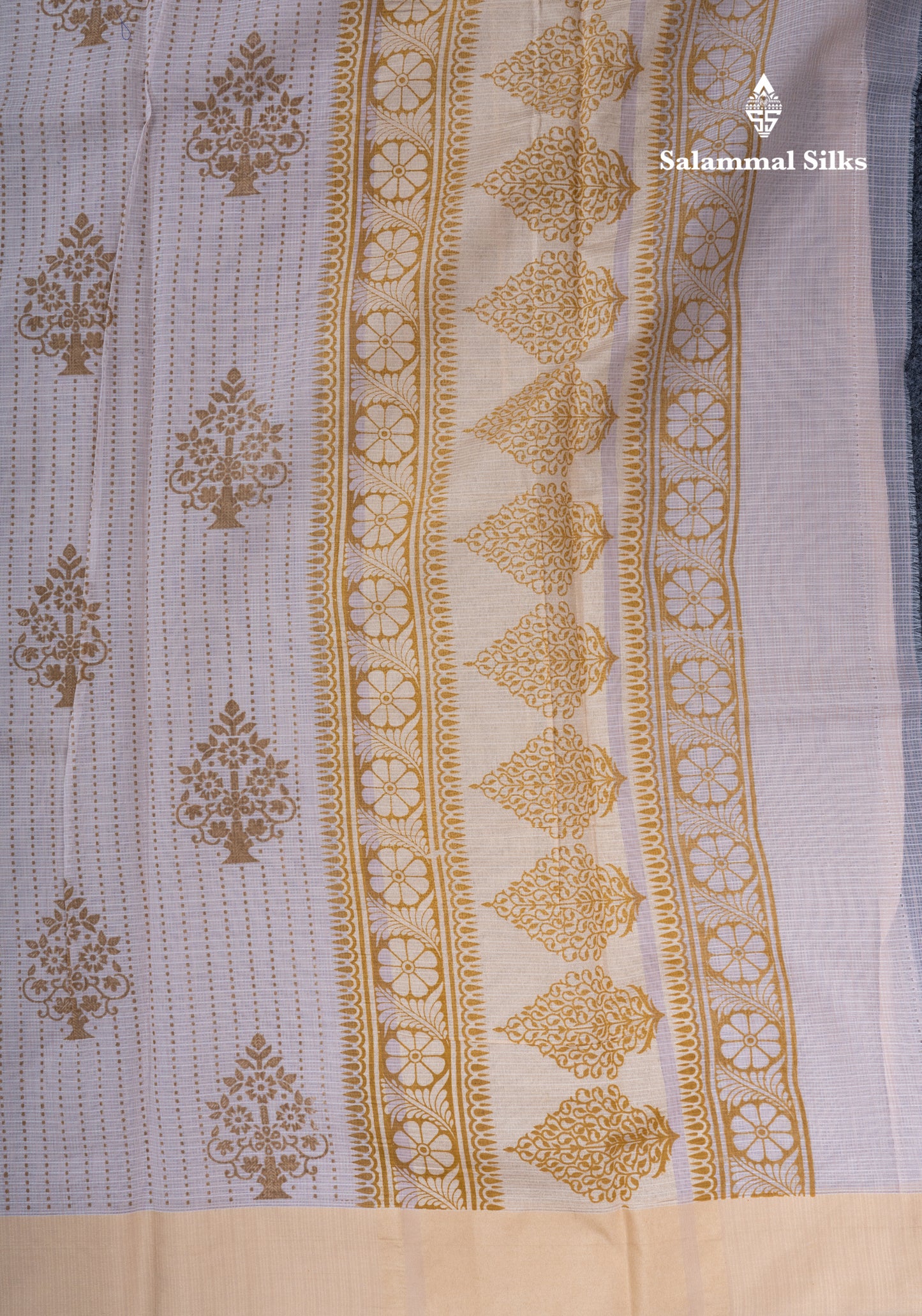 Sandal Kota Cotton Printed Saree With Self Plain Border