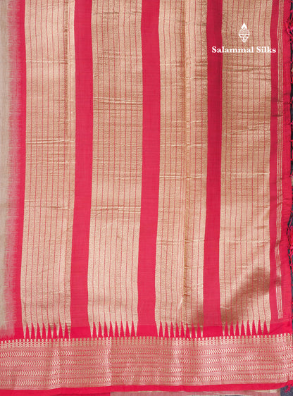 Light Chocolate Colour Semi Tussar Saree With Contrast Yellow Border