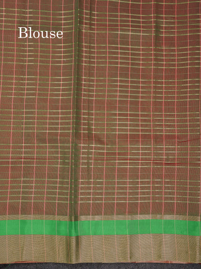 Beautiful Chilly Red Semi Tussar Fancy Saree With Contrast Dual Tone Bottle Green Blouse