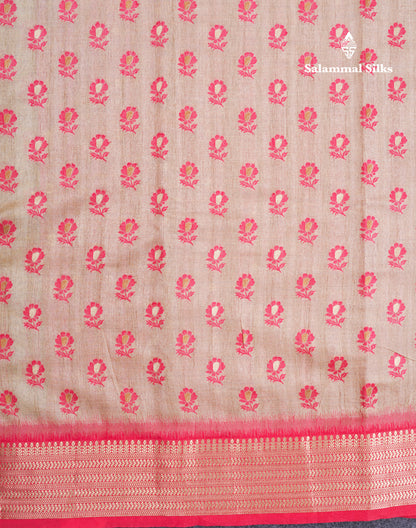 Light Chocolate Colour Semi Tussar Saree With Contrast Yellow Border