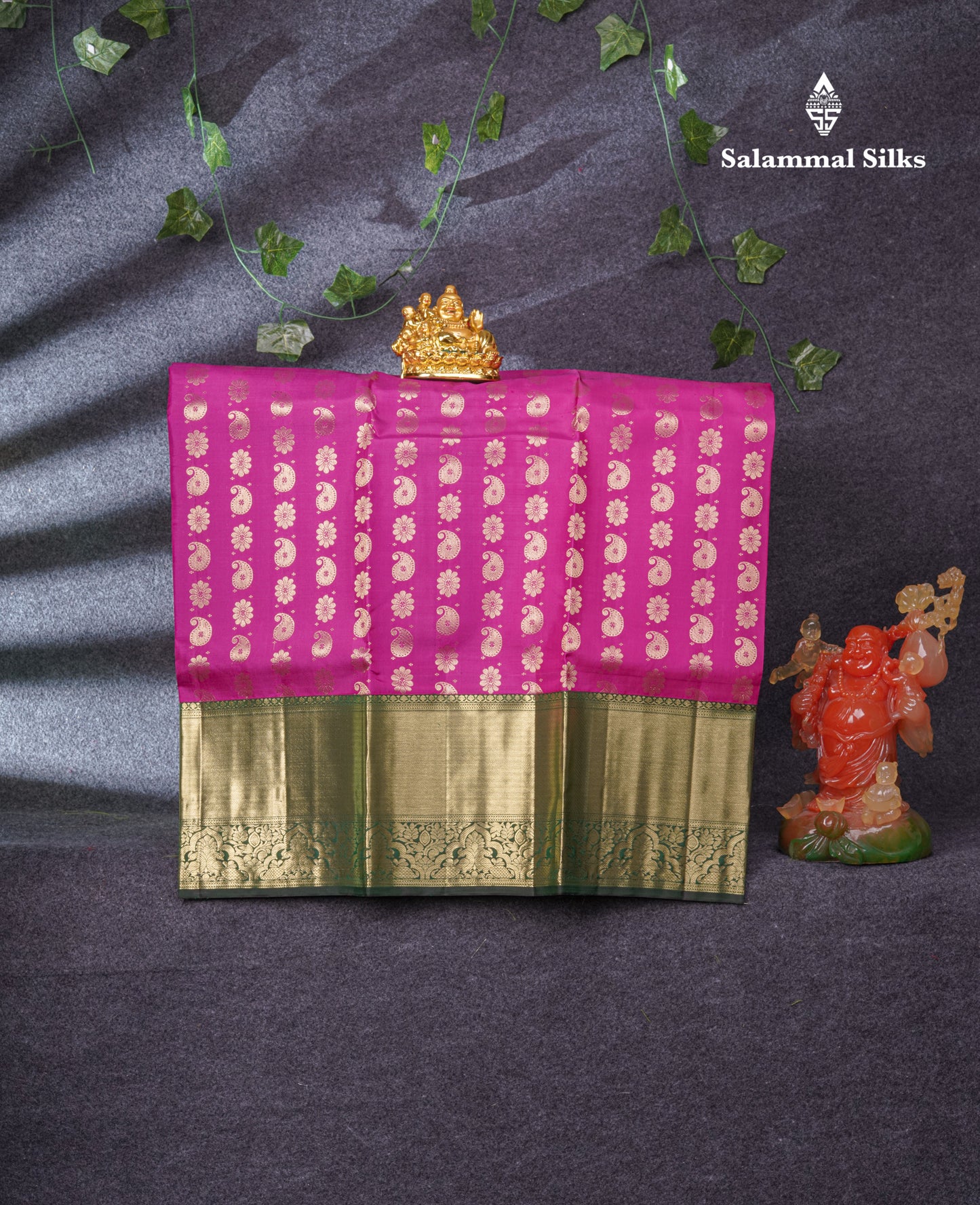 Pure Silk Pattu Pavadai (Magenta) With Bottle Green Blouse 35"