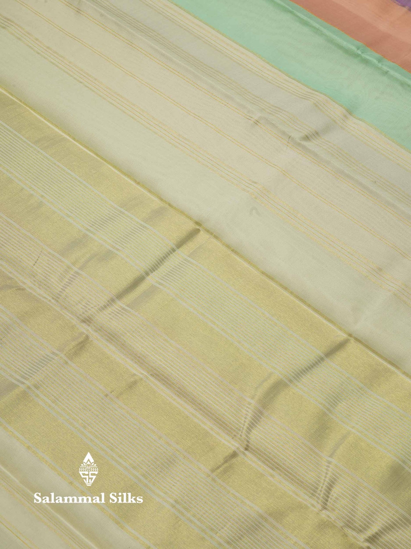 Beautiful Multicolour Kanjivaram Kora Silk Saree With Contrast Cream Sandal Blouse
