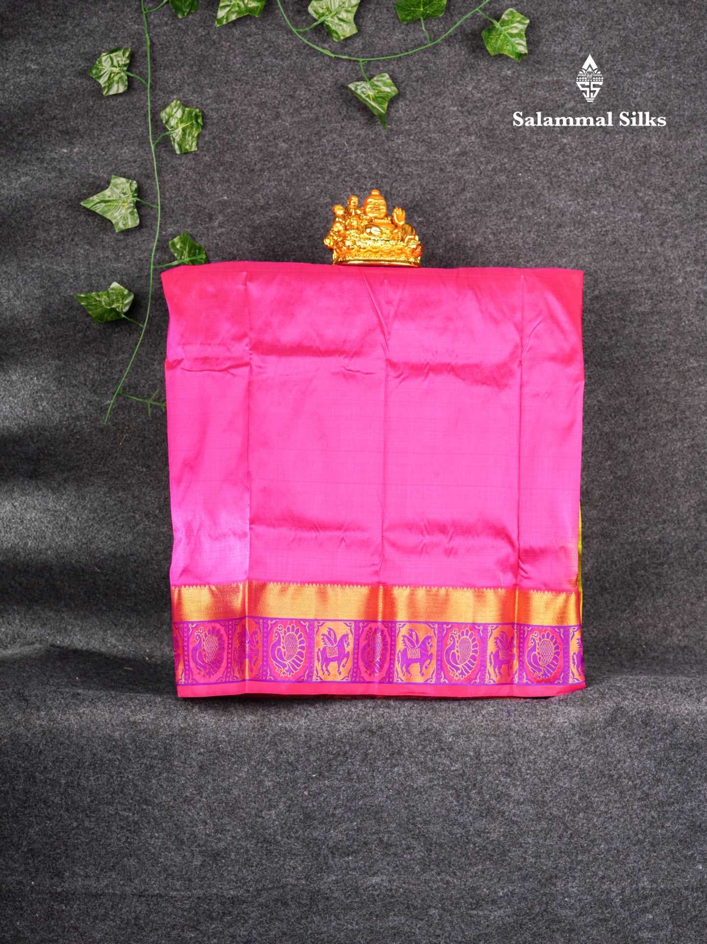 Pure Silk Pattu Pavadai (Yellow Green ) With Majentha Pink Blouse 27"