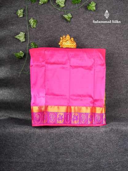 Pure Silk Pattu Pavadai (Yellow Green ) With Majentha Pink Blouse 27"