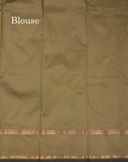 Beautiful Grey Semi Silk Saree With Tarditional Rettapet Border