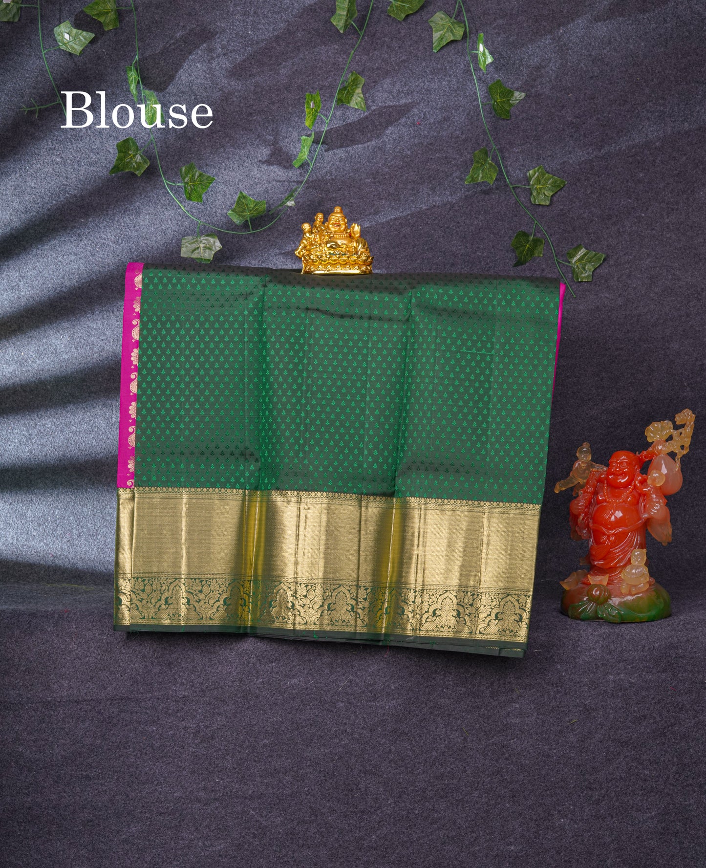 Pure Silk Pattu Pavadai (Magenta) With Bottle Green Blouse 35"