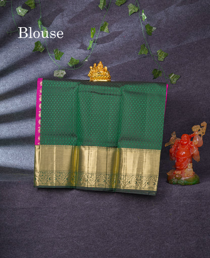 Pure Silk Pattu Pavadai (Magenta) With Bottle Green Blouse 35"