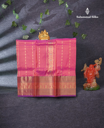 Pure Silk Pattu Pavadai (Dual Tone Pink) With Violet Blouse 35"