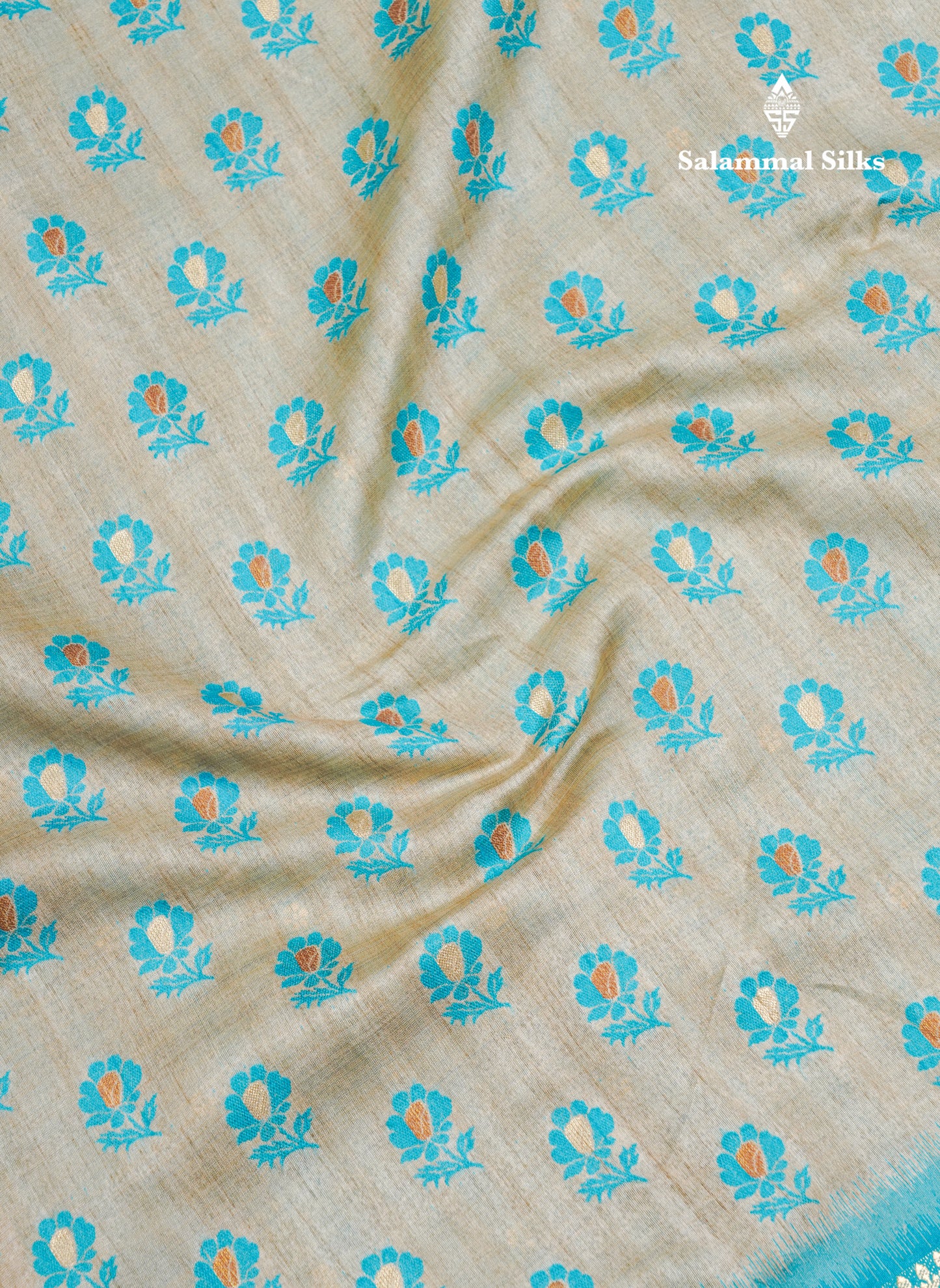 Light Chocolate Colour Semi Tussar Saree With Contrast Yellow Border