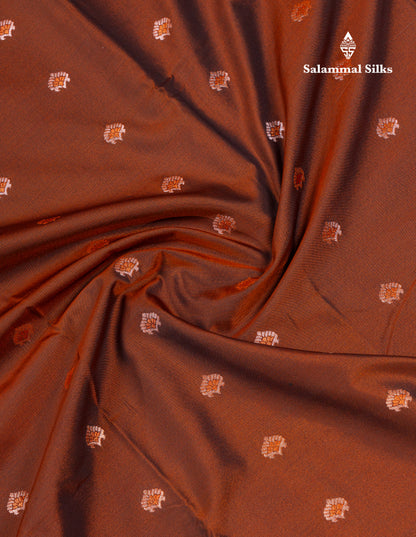 Beautiful Brown Menakari Work Semi Silk Saree With Contrast Grey Border