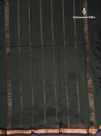 Beautiful Bottle Green Semi Silk Saree With Traditional Small Border