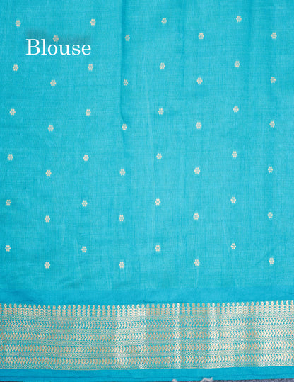 Light Chocolate Colour Semi Tussar Saree With Contrast Yellow Border