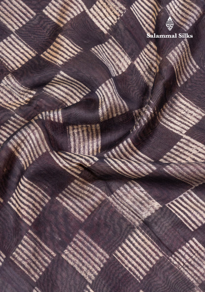 Black Tussar Fancy Saree With Contrast Maroon Border