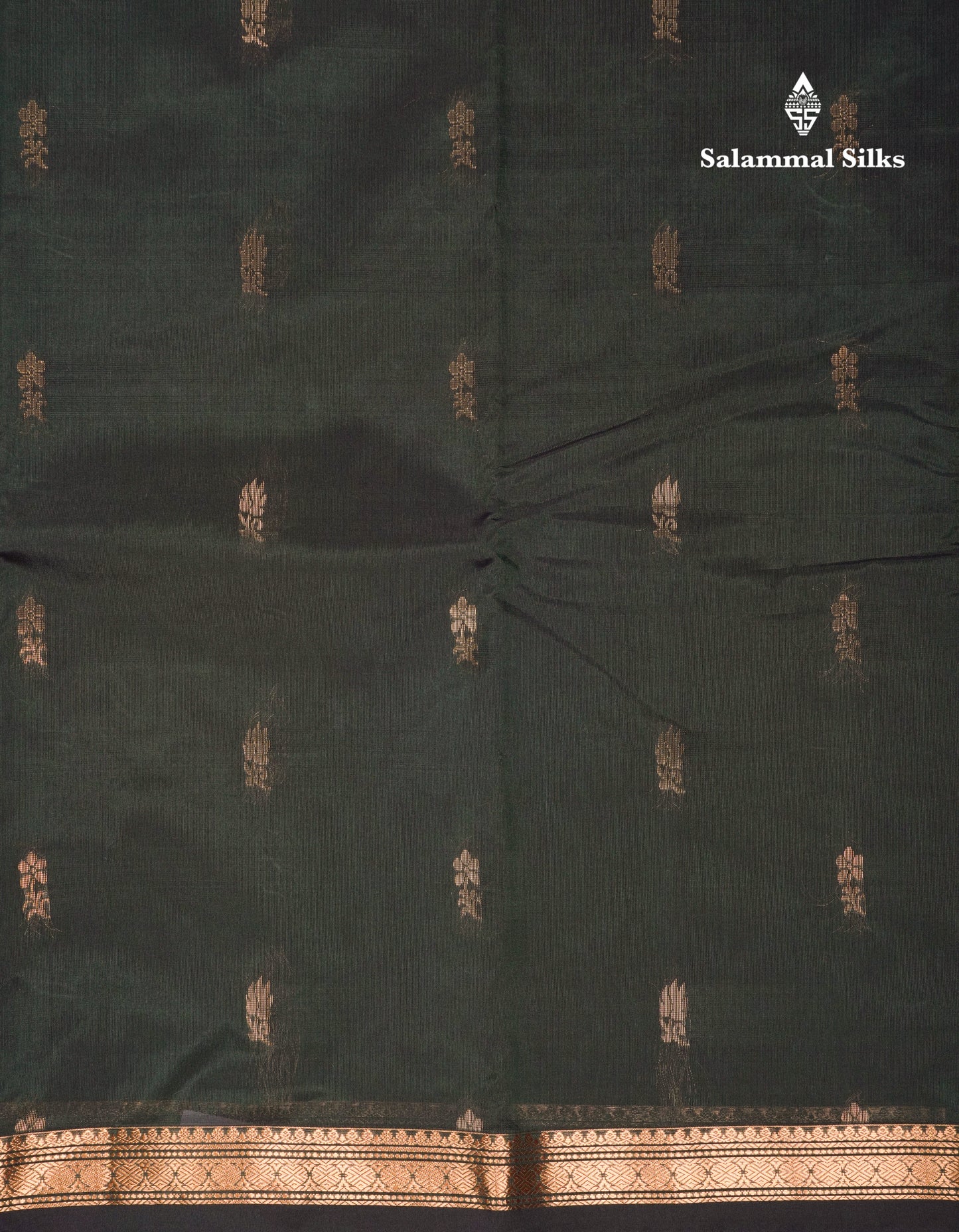 Beautiful Bottle Green Semi Silk Saree With Traditional Small Border