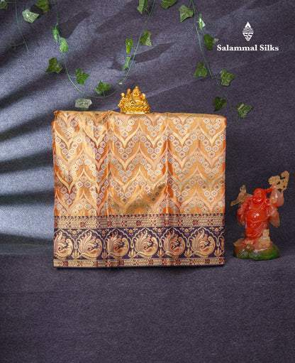 Pure Silk Pattu Pavadai (Baby Pink) With Navy Blue Blouse 36"