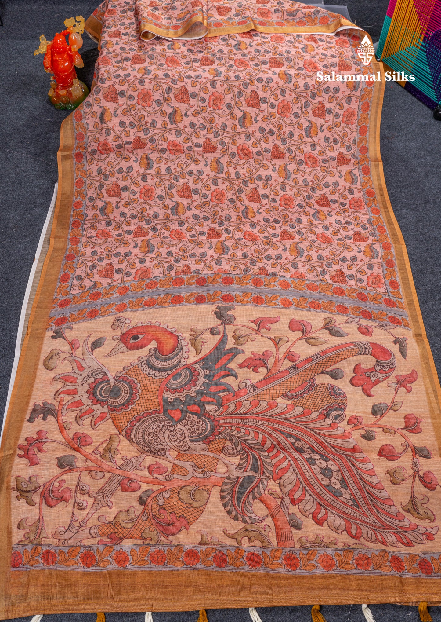 Beautiful Grey Fancy Kota Mix Tissue Saree With Contrast Elaichi Green Blouse