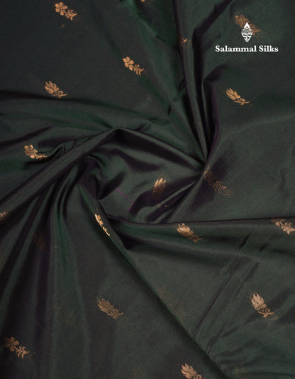 Beautiful Bottle Green Semi Silk Saree With Traditional Small Border
