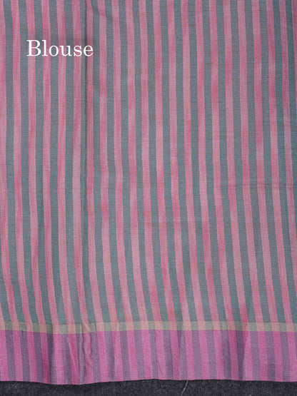 Beautiful Sea Blue Semi Tussar Fancy Saree With Contrast Sky Blue Border