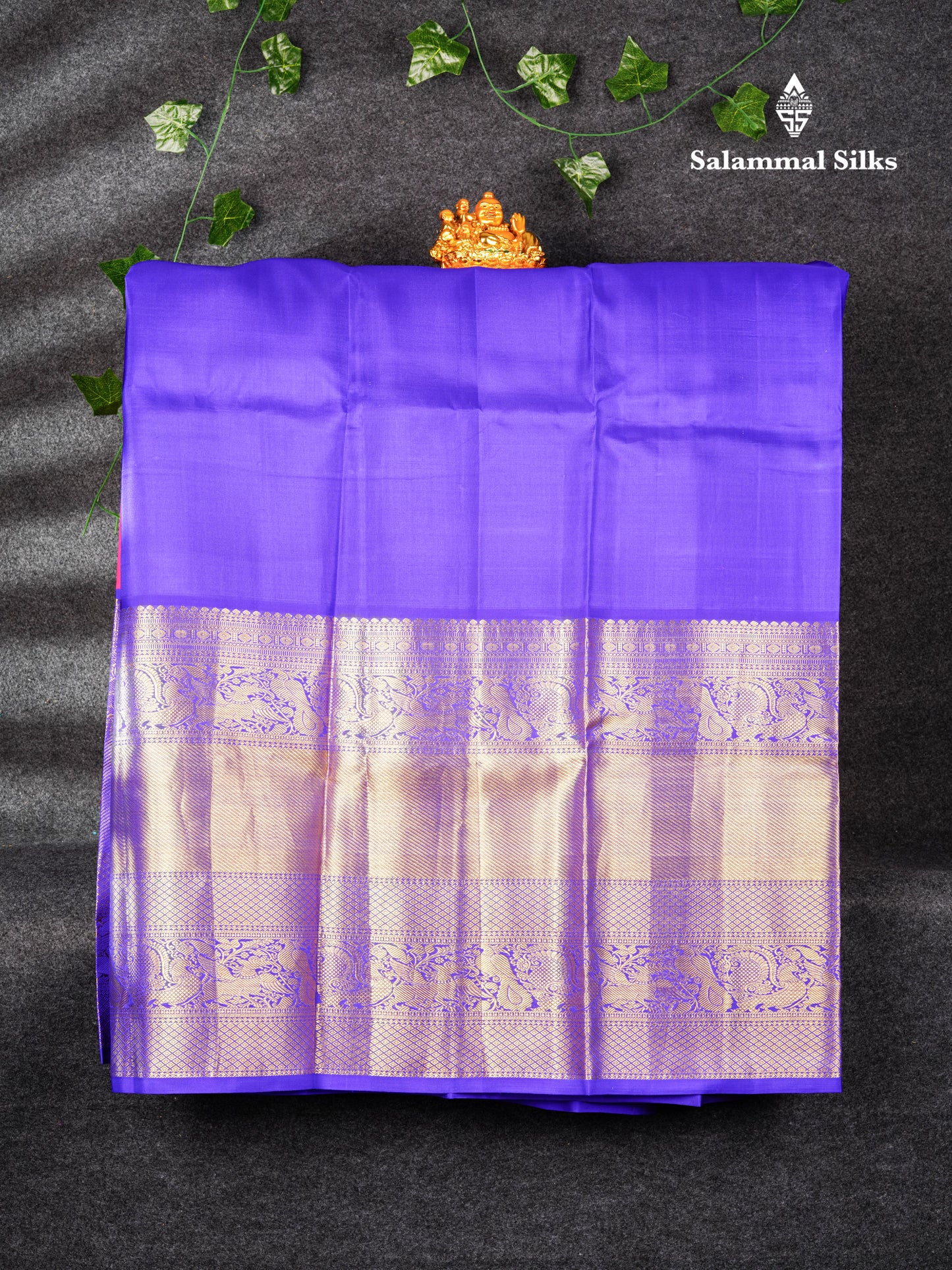 Pure Silk Pattu Pavadai ( Magenta Pink ) With Royal Blue Blouse  44"