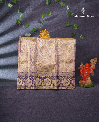 Pure Silk Pattu Pavadai (Baby Pink) With Navy Blue Blouse 36"