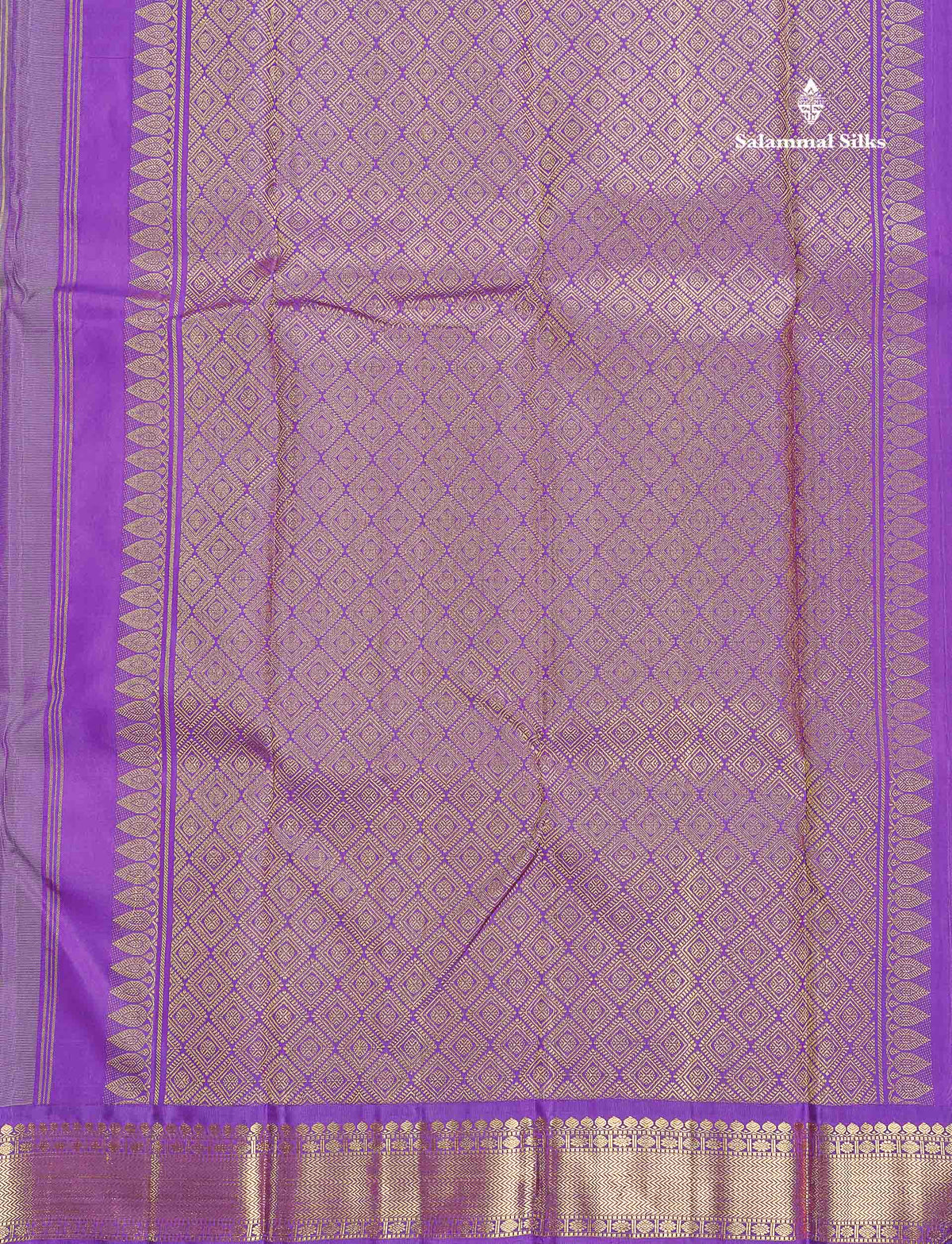 Korvai Pure Kanjivaram Silk Saree - Light Green Colour Body With Zari Butta & Purple Small Border