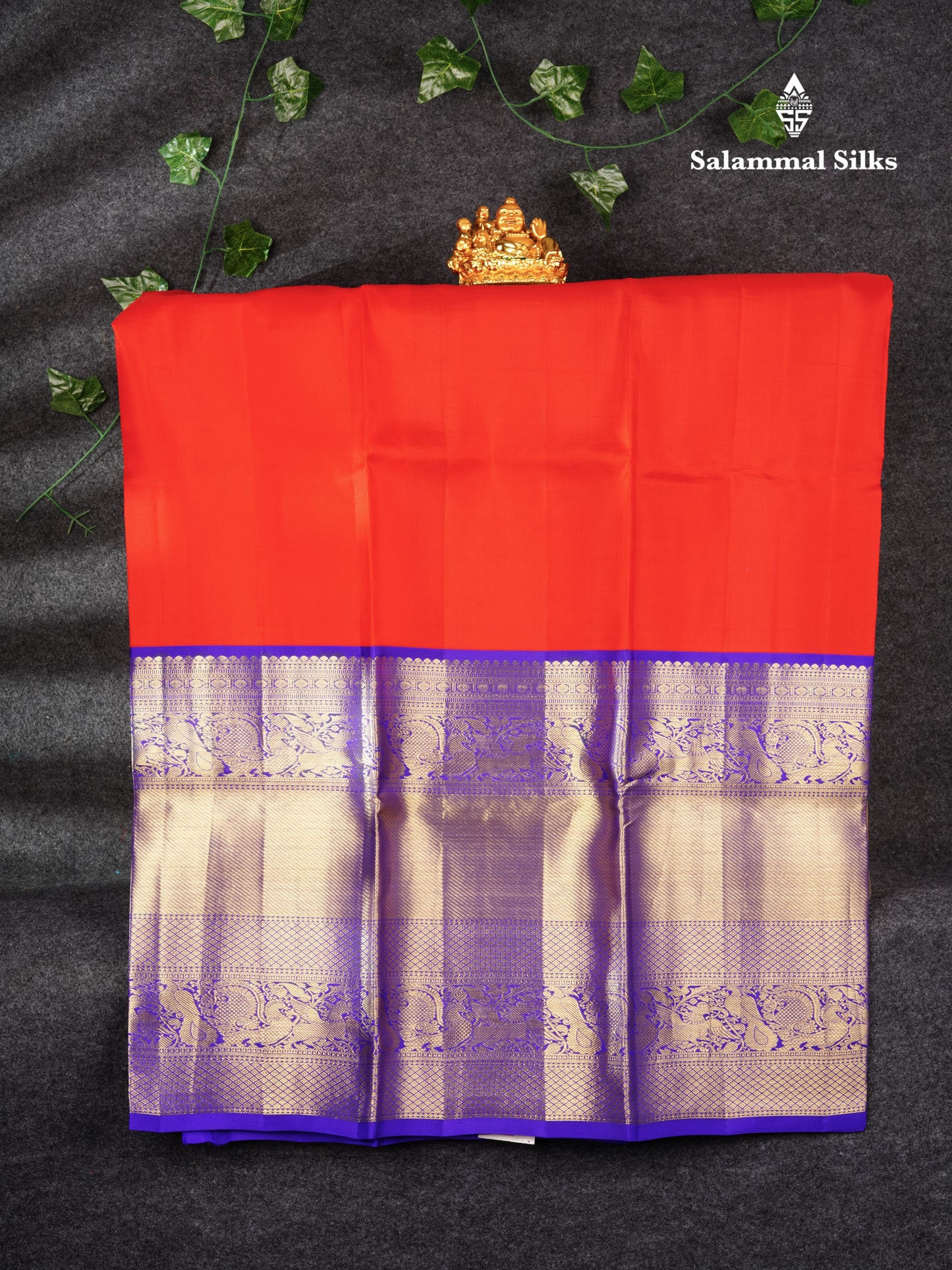 Pure Silk Pattu Pavadai ( Red ) With Royal Blue Long Border  44"