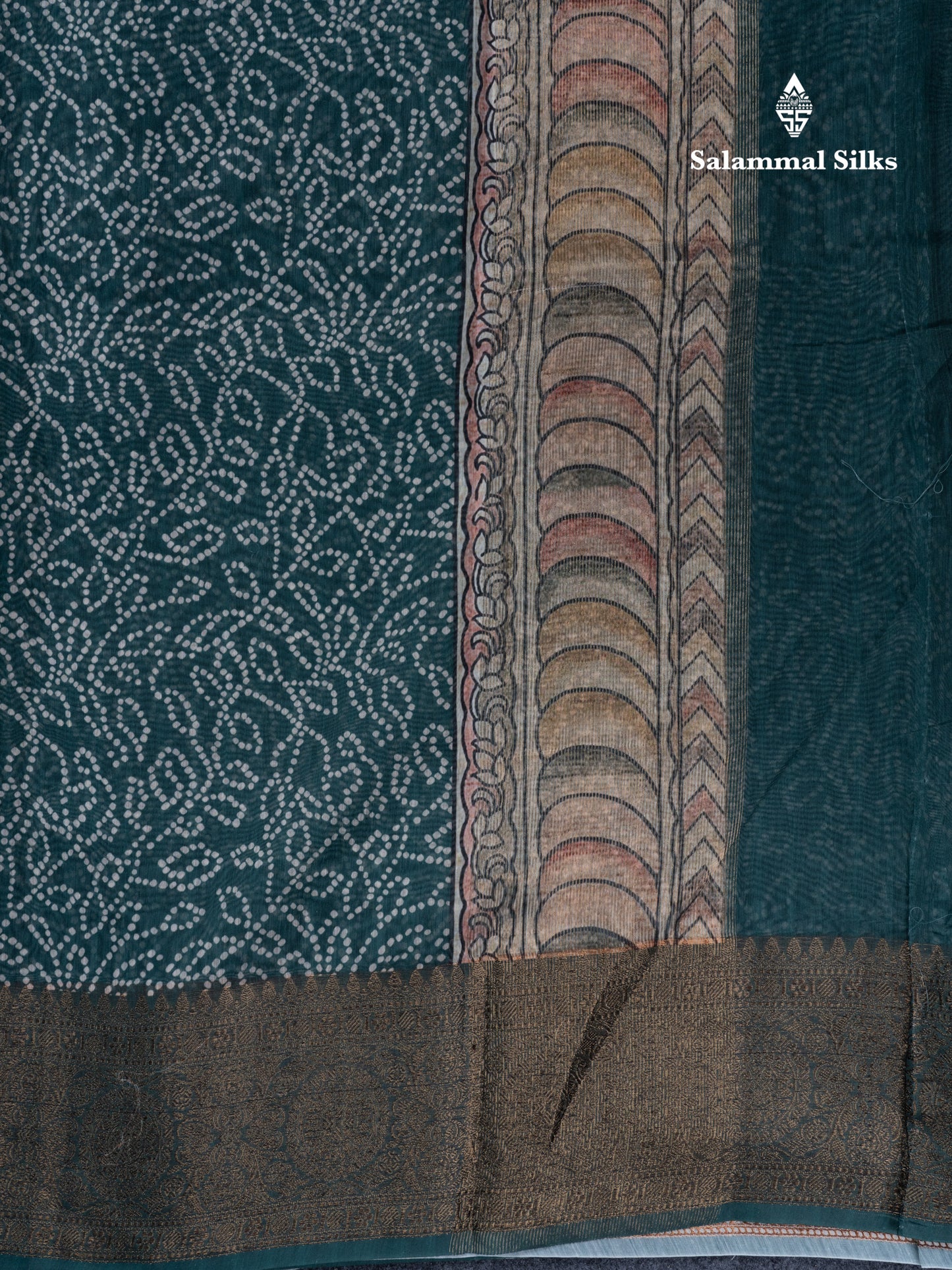 Bottle Green Chanderi Mixed Cotton Saree With Fancy Border