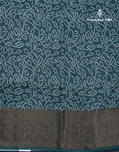 Bottle Green Chanderi Mixed Cotton Saree With Fancy Border