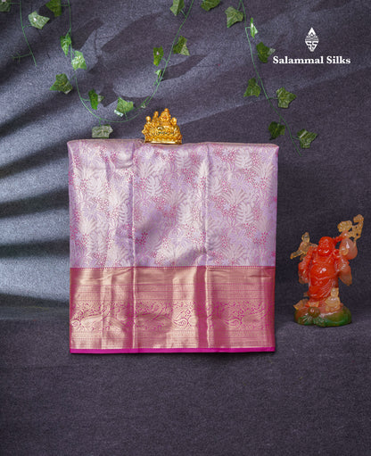 Semi Silk Pattu Pavadai Tissue (Lavender) With Magenta Pink Blouse 37"