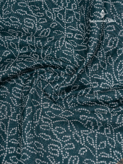 Bottle Green Chanderi Mixed Cotton Saree With Fancy Border