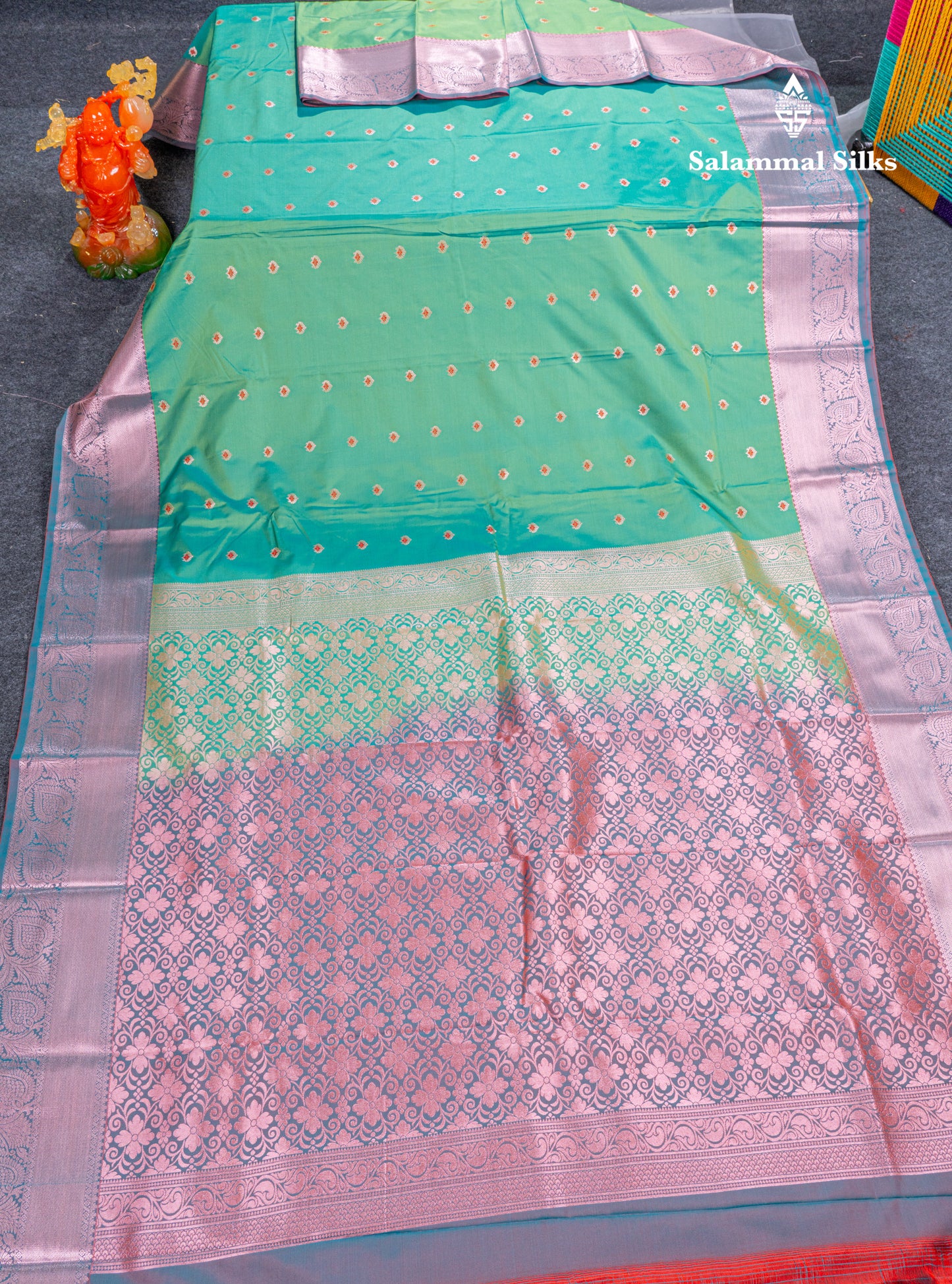 Beautiful Brown Menakari Work Semi Silk Saree With Contrast Grey Border