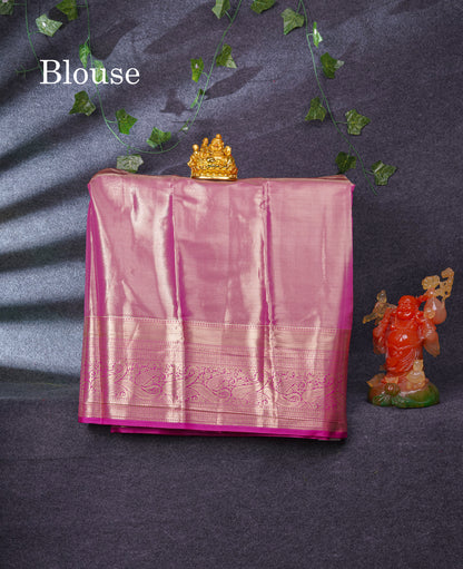 Semi Silk Pattu Pavadai Tissue (Lavender) With Magenta Pink Blouse 37"