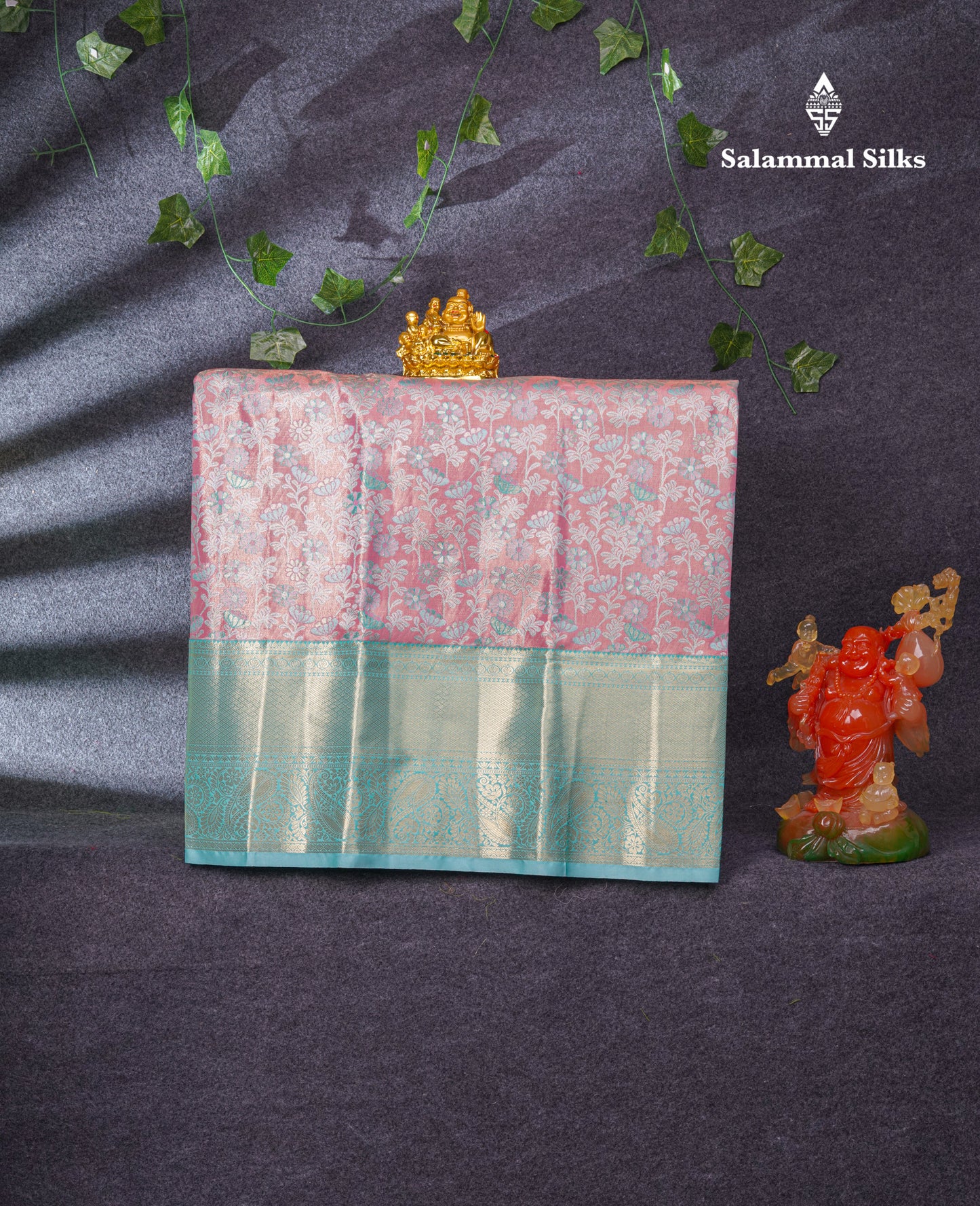 Semi Silk Pattu Pavadai Tissue (Peach) With Rexona Blouse 36"