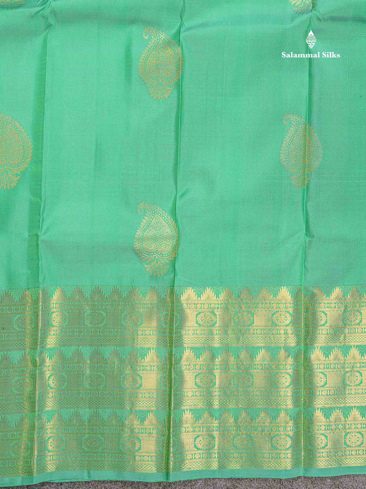 Pure Kanjivaram Silk Saree - Rexona Green Colour Body With Traditional Evening Morning Border